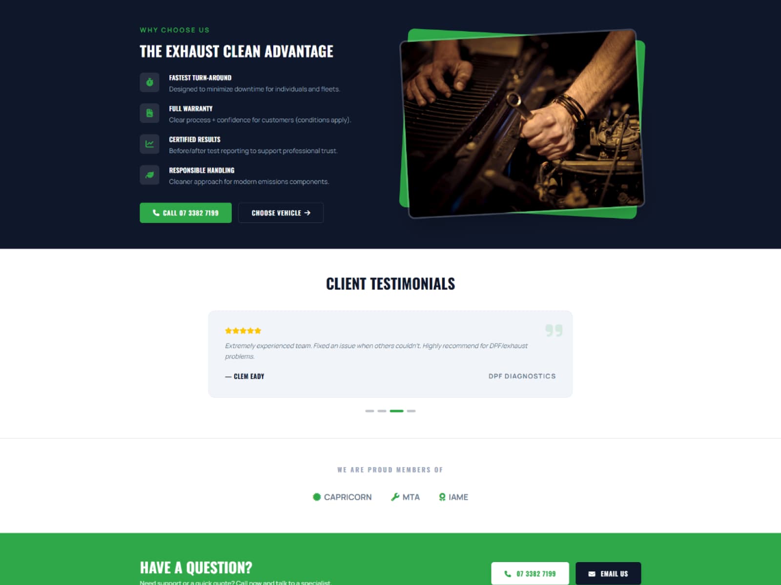 The Exhaust Clean Advantage, Testimonials & Industry Accreditations